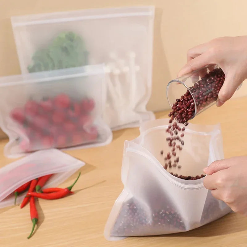 1/5/10 Pcs Reusable Ziplock Silicone Bags Dishwasher Safe Freezer Bag Lunch Bag Sandwich Bags BPA Free for Food Storage Home - AMULET RING STORE