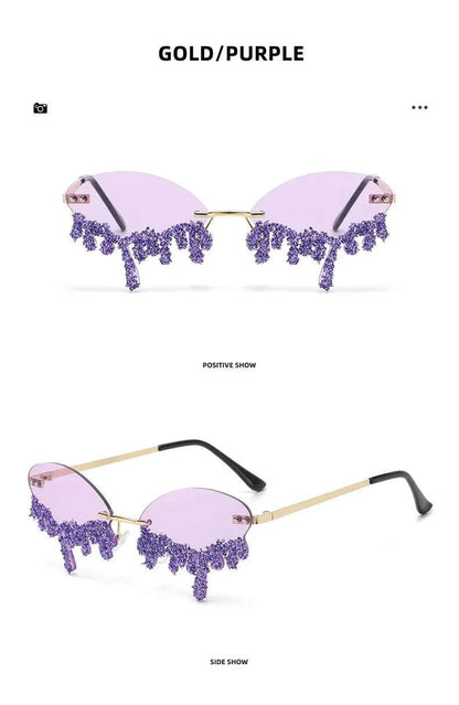 Diamond Rimless Sunglasses Women Luxury Brand Rhinestone Sun Glasses Ladies Sexy Tear Shape Punk Party Eyewear gafas de sol