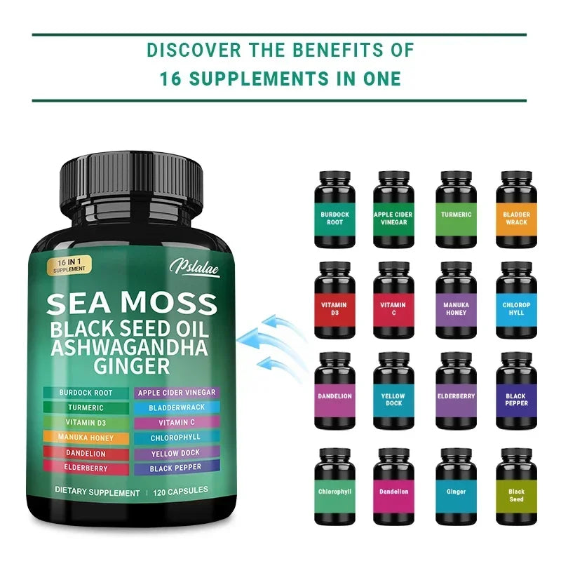 Sea Moss Supplement - Supports Thyroid Health, Anti-aging, Antioxidant, Improve Immunity, Detox, Beauty Health - AMULET RING STORE
