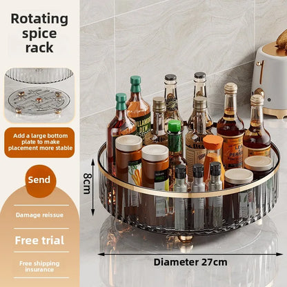 360° Rotating Plastic Storage Rack Bathroom Storage Organizer Kitchen Snack Food Oil Seasoning Bottle Storage Rack Fruit Tray - AMULET RING STORE
