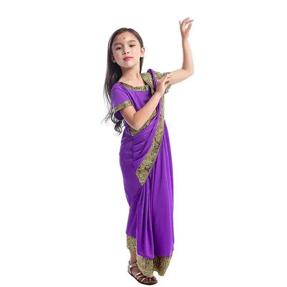 ss13Indian Saree Party India Sari Bollywood Dress Girls Traditional Indian Kids Clothes for Children Cosplay Costumes