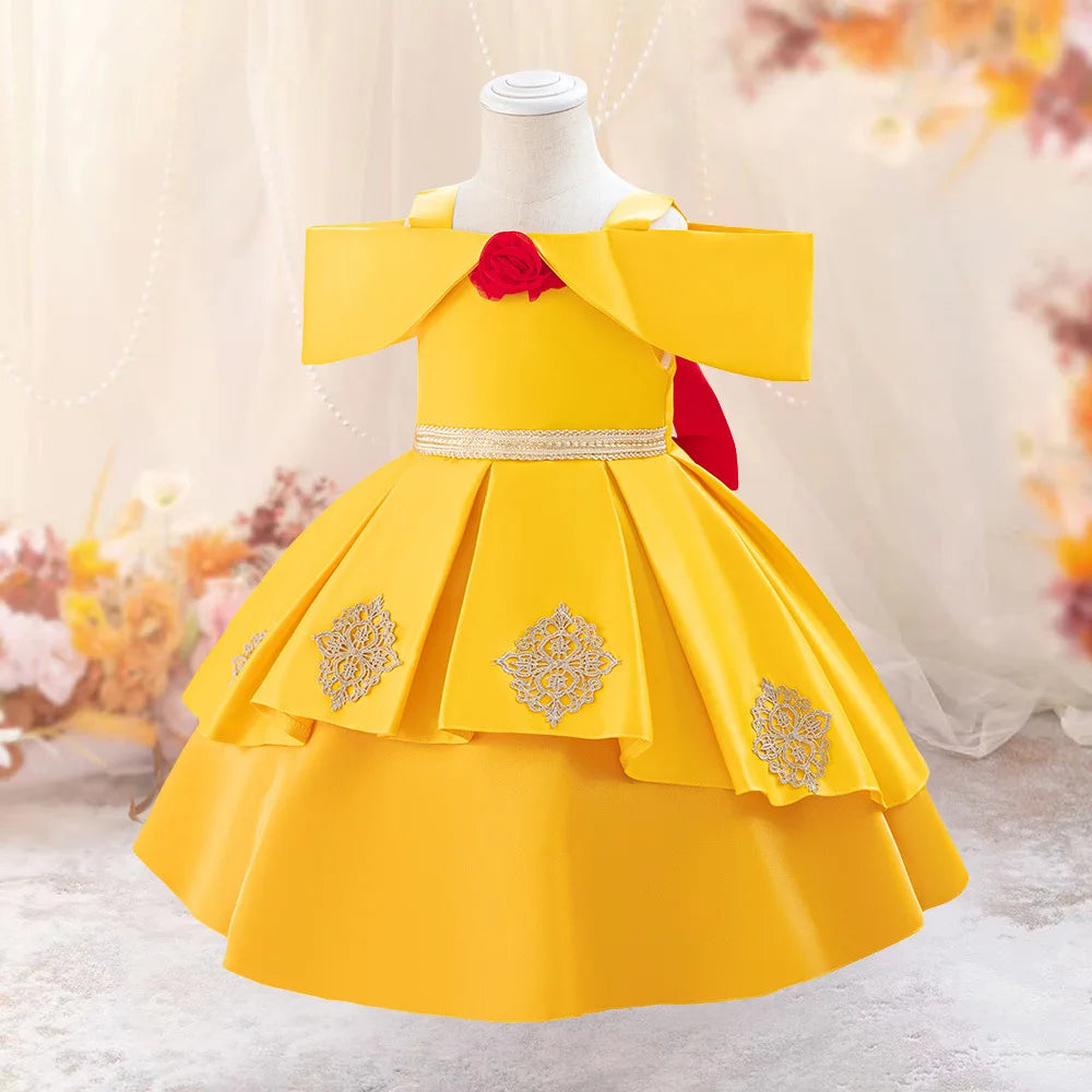 Princess Dress For Toddler Little Girl Luxurious Bow Gown Kids Birthday Party Clothes Halloween Carnival Children Princess Dress