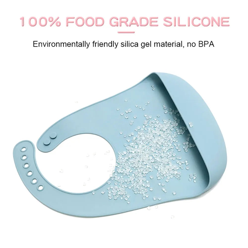 Silicone world Waterproof Silicone Bibs Baby Kids Stuff Kids Bib Aprons Girl Boy Adjustable Soft Silicone Bib Baby Feeding Stuff - AMULET RING STORE