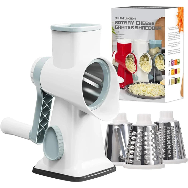 LMETJMA 3 in 1 Rotary Cheese Grater Versatile Manual Vegetable Slicer Peanut Nuts Grinder Cheese Vegetable Shredder Clear JT242 - AMULET RING STORE
