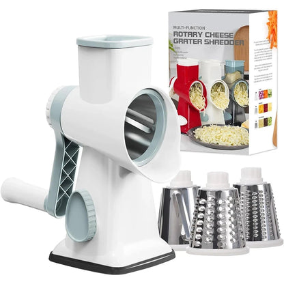 LMETJMA 3 in 1 Rotary Cheese Grater Versatile Manual Vegetable Slicer Peanut Nuts Grinder Cheese Vegetable Shredder Clear JT242 - AMULET RING STORE