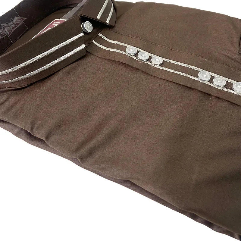 Men's New Long-sleeved Arab Robes Abaya Men's Robes in The Middle East Popular Muslim Men's Fashion Ethnic Long Clothing