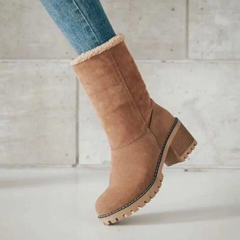 Plus Size 35-43 Shoes for Women Winter Fur Warm Snow Boots Ladies Comfortable Slip on Platform Casual Mid-calf Boots Women Boots - AMULET RING STORE