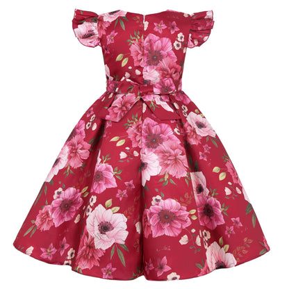 Girl's party dress  Elegant petal-sleeved princess dress  Birthday party dress  Wedding party dress