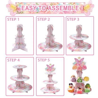 Cake Display Stand Jungle Mermaid Birthday Party Decorations Kids Dessert Holder Cake Tray Butterfly Baby Shower Cupcake Support - AMULET RING STORE