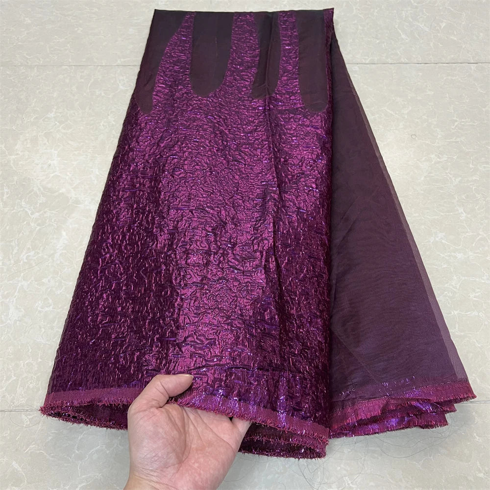 2025HighQuality African Nigerian Tulle Lace Fabric Organza Embroidery Guipure Brocade Jacquard Wedding Dresses Party Gowns 5Yard