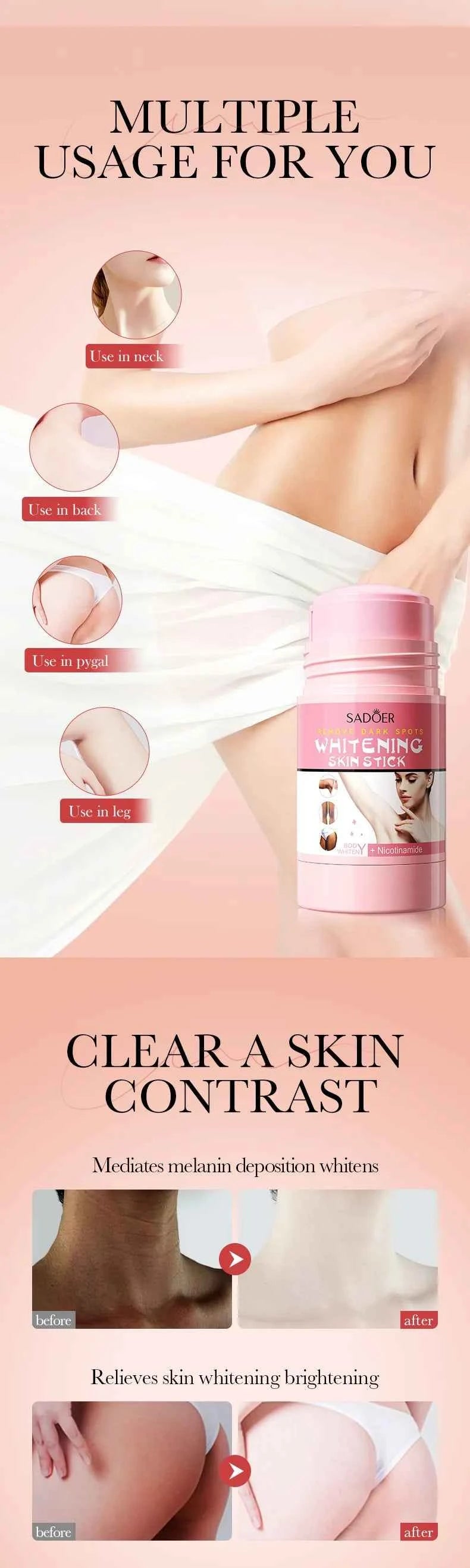 Niacinamide Whitening Cream Stick Remove Dark Spots Bleaching Private Parts Underarm  Brighten Butt Knee Inner Thigh Body Care