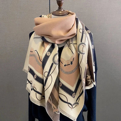 Luxury Scarf Women Winter Cashmere Shawls Wraps Thick Warm Lady Travel Stole Bufanda Hijab Fashion Print 2023