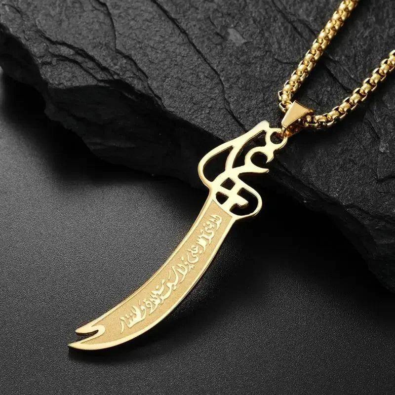 Stainless Steel Exquisite Islamic Muslim Calligraphy Arabic Pendant Necklace