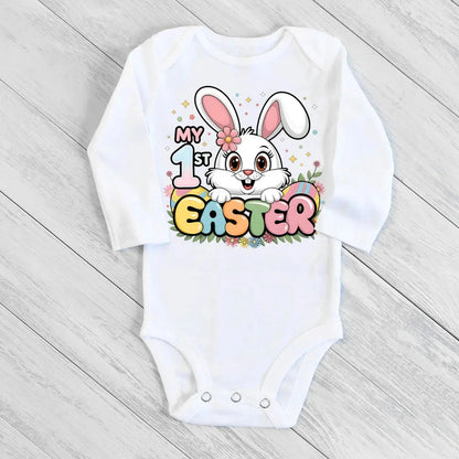 My First Easter Baby Bodysuit Easter Party Infant Outfit Cute Bunny Printed Newborn Long Sleeve Romper Holiday Toddler Jumpsuit - AMULET RING STORE