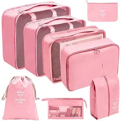 8/9/10/11 Pcs Set Travel Organizer Storage Bags Suitcase Packing Cubes Set Cases Portable Luggage Clothe Shoe Tidy Pouch Folding - AMULET RING STORE