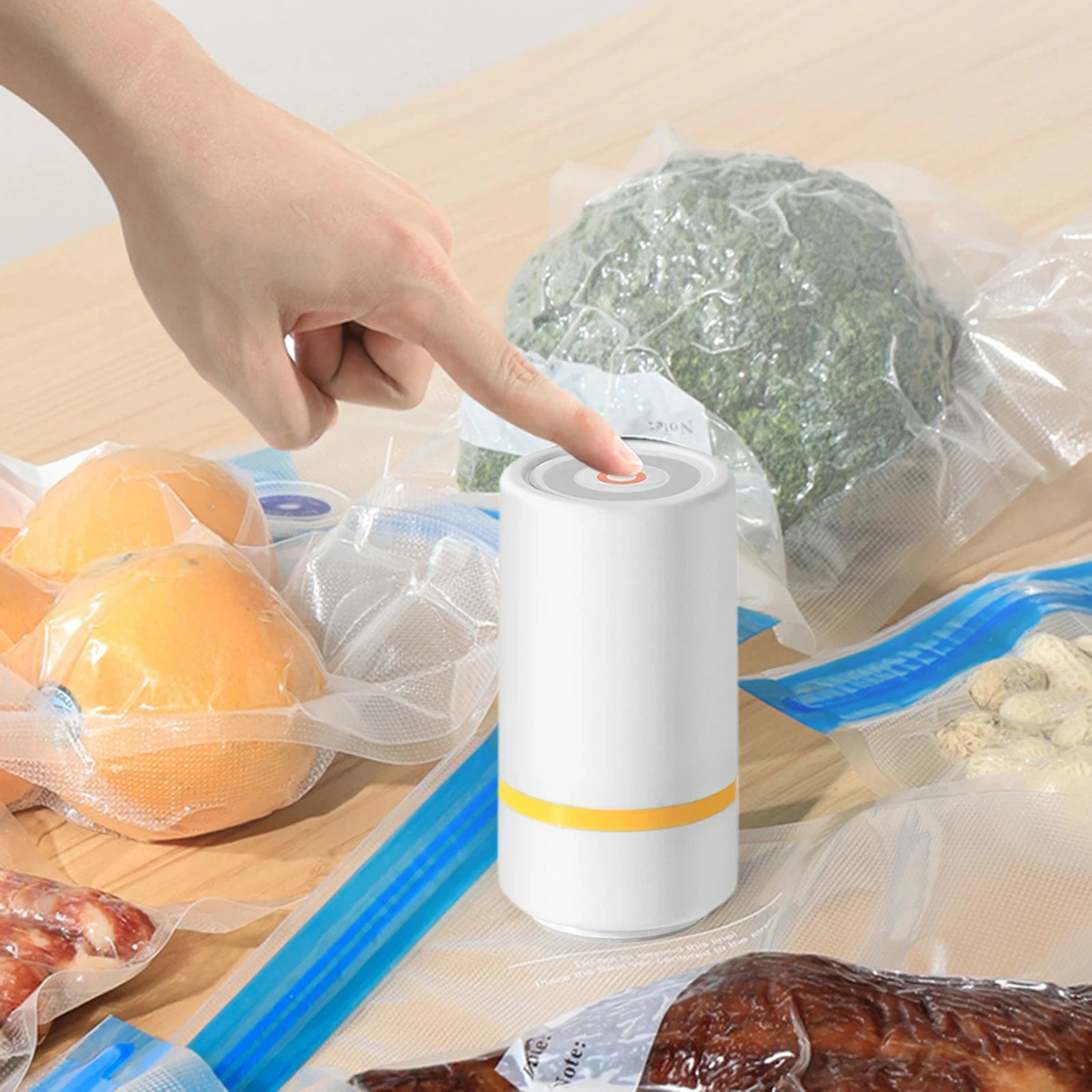 Reusable vacuum food storage bag zipper bag set USB electric pump vacuum sealing bag and manual pump vacuum bag - AMULET RING STORE