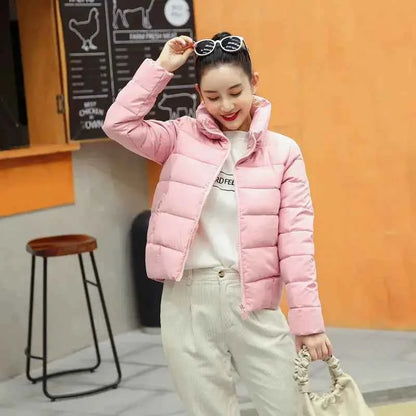 Red Quilted Padded Duck Down Short Woman Coat Thick Padding Jackets for Women Black Cropped Harajuku Fashion Winter Outer 2025
