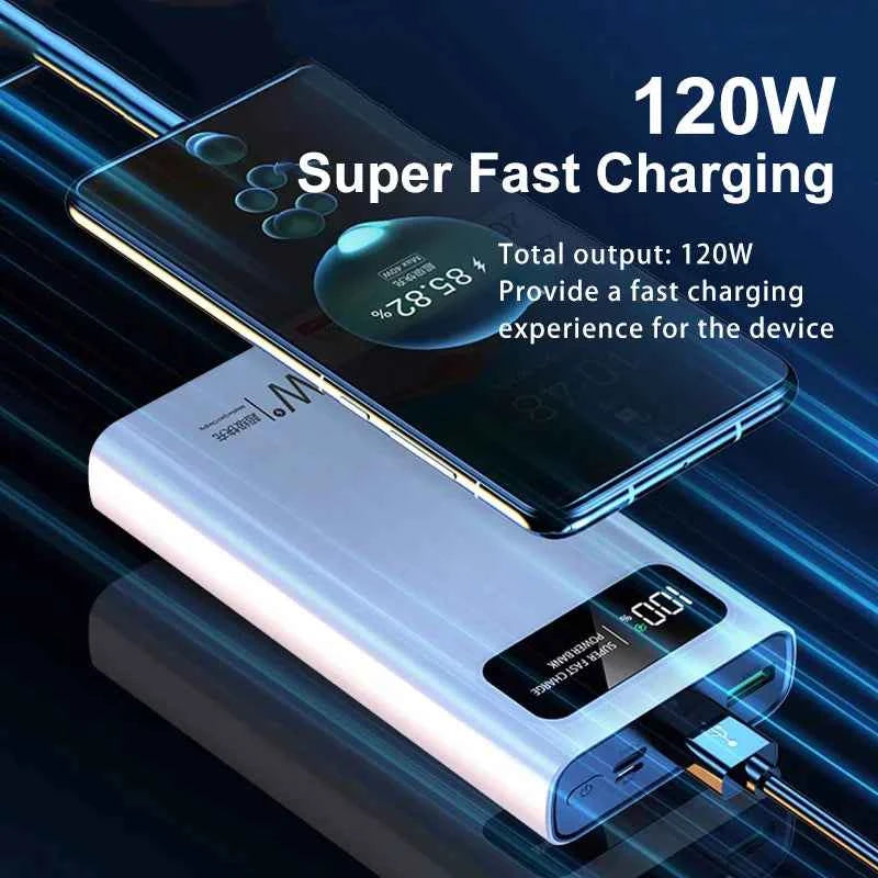 VIVO 200000mAh LED Digital Display Power Bank High Capacity 120W Super Fast Charging Portable External Battery For IPhone New