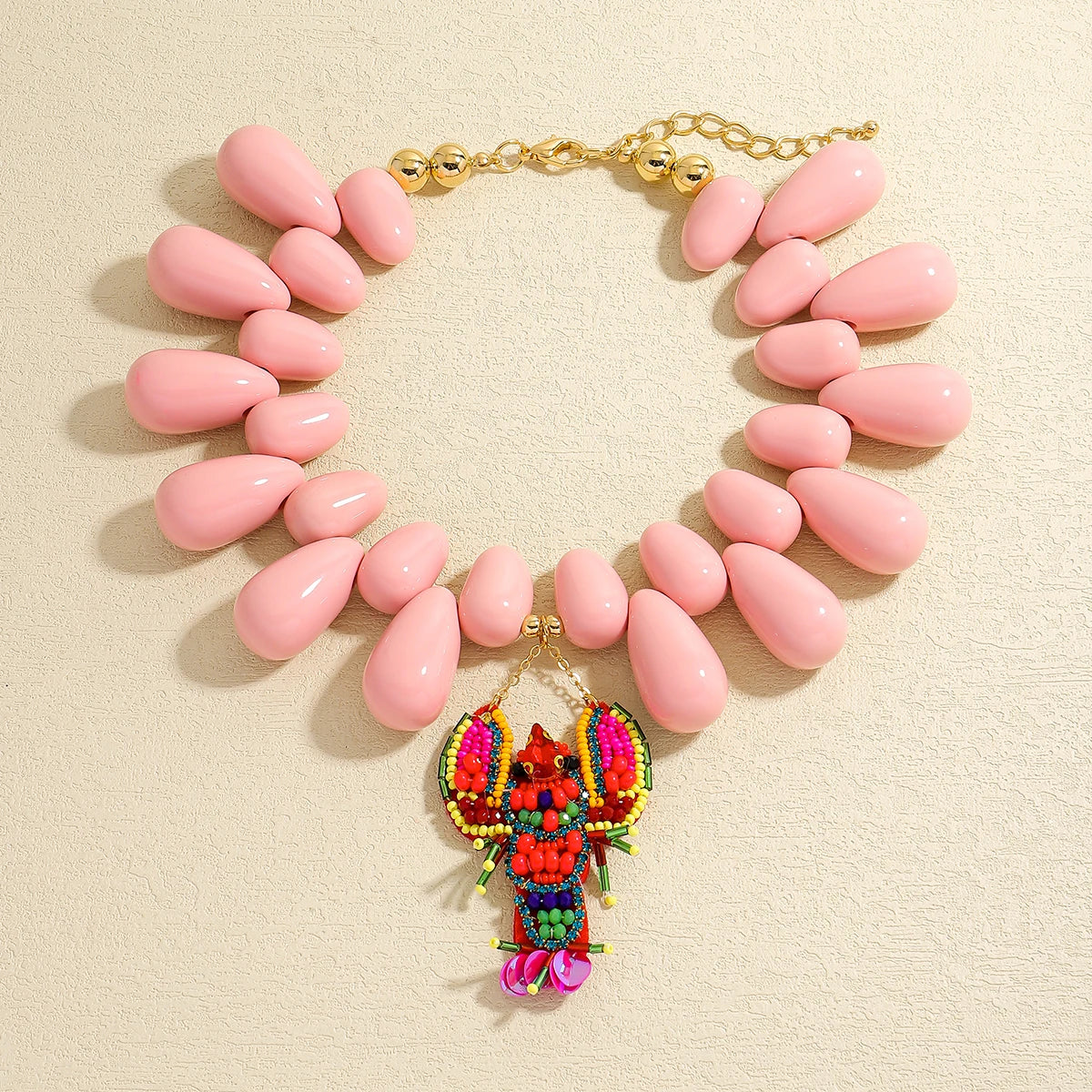 2025 New ZAA Lobster Bead Necklace Handmade Crystal Beaded Enamel Jewelry Simple Pendant Necklace Women Beach Vacation Accessory - AMULET RING STORE