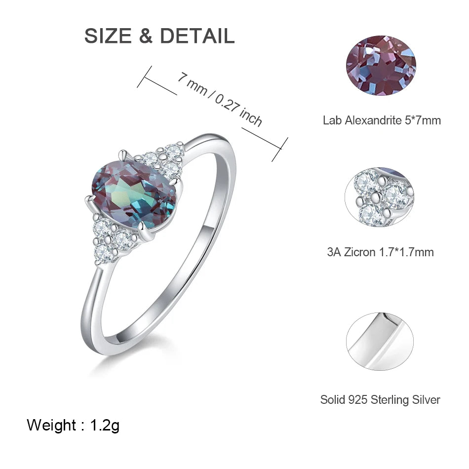 ALLNOEL 925 Sterling Silver Alexandrite Ring For Women Exquisite Style Fashionable Engagement rings Wedding Luxury diamond ring