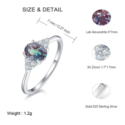 ALLNOEL 925 Sterling Silver Alexandrite Ring For Women Exquisite Style Fashionable Engagement rings Wedding Luxury diamond ring