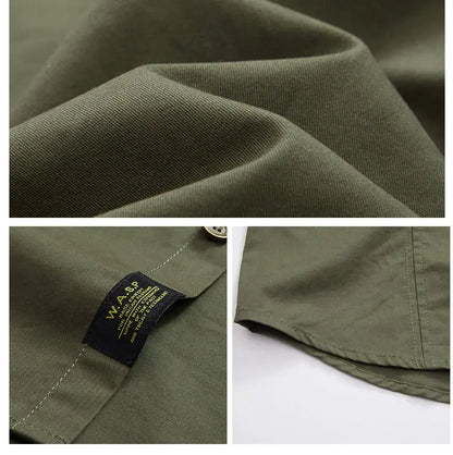 New Korean Style Big Size Men Shirt Long Sleeve Workwear Cotton Washed Multi Pocket Casual Oversized Spring Autumn Fashion Top