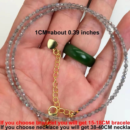 Fashion 2-3mm Faceted stone beads Necklace bracelet Pink Quartz Crystal zircon amethyst Choker Men Female Jewelry Party Gift - AMULET RING STORE