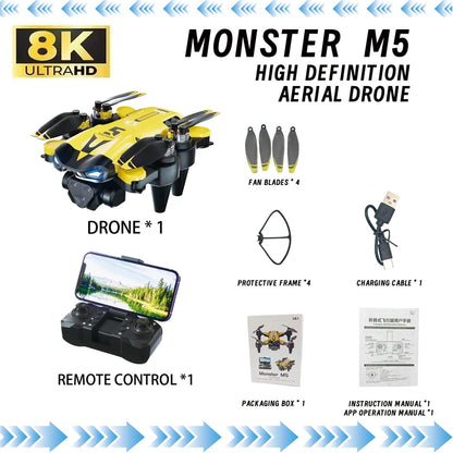 M5 Drone Professional 8K With Wide Angle Three Camera Obstacle Avoidance GPS 5G Optical Flow Positioning Brushless Rc Quadcopter