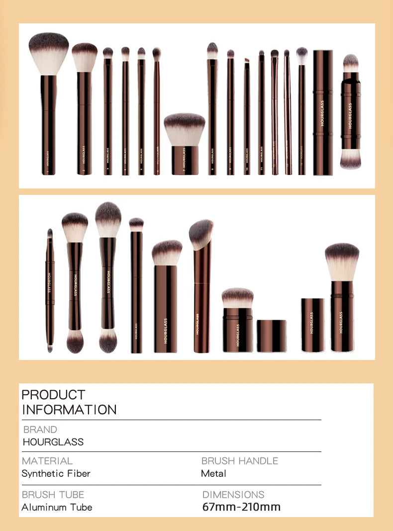 Hourglass Makeup Brushes Powder Foundation Concealer Blusher Bronzer Eye Shadow Eyebrow Eyeliner Sculpting Brush - AMULET RING STORE