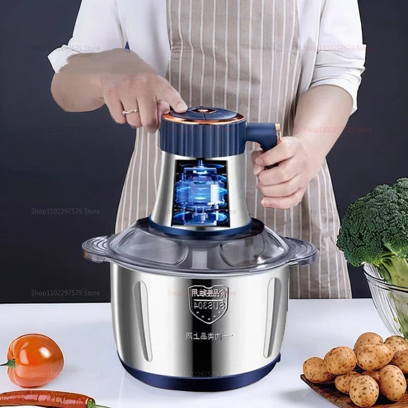 Electric Meat Grinder 304 Stainless Steel Food Processor Multifunctional Meat Vegetable Fruit Garlic Chopper Kitchen Appliances - AMULET RING STORE