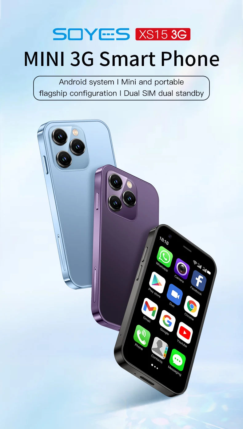 SOYES XS16/XS15 Mini Android Smartphone 3G/4G Network 2GB RAM 16GB ROM 3" Display 5MP Camera Dual SIM With Play Store WhatsAPP - AMULET RING STORE