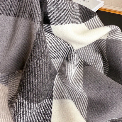 Plaid Imitation Cashmere Blanket Winter Women Scarf Designer Thick Warm Pashmina Shawl Wraps Tassel Poncho Stoles Echarpe Unisex