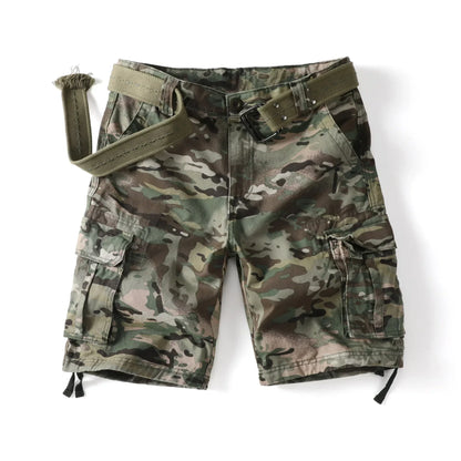 Men's Camo Cargo Shorts for Men Cotton Casual Outdoor Work Relaxed Fit Shorts with Multi-Pockets (no belt)