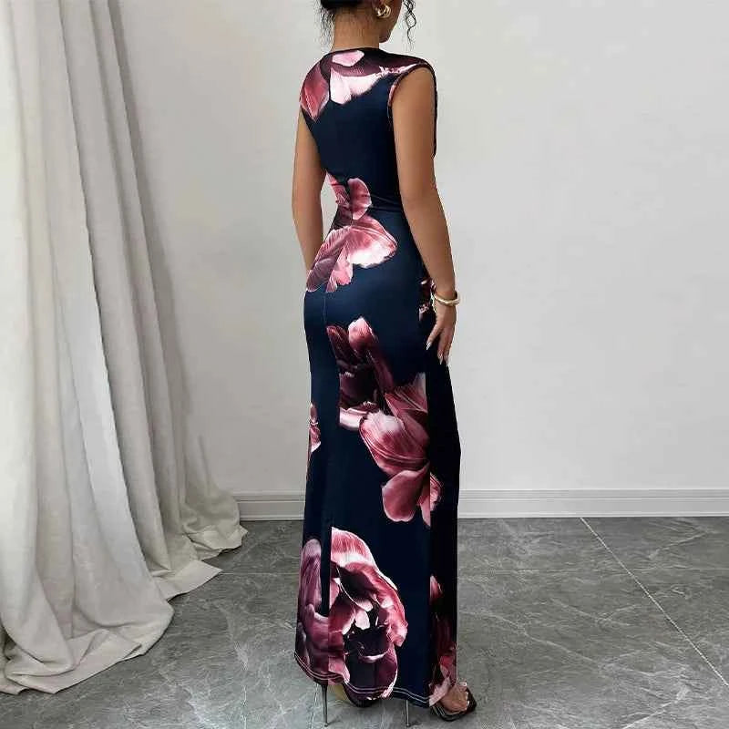 Sexy Bodycon Maxi Dresses For Women 2025 Summer Fashion Sleeveless O-neck Slim Long Party Dress Elegant Vestidos