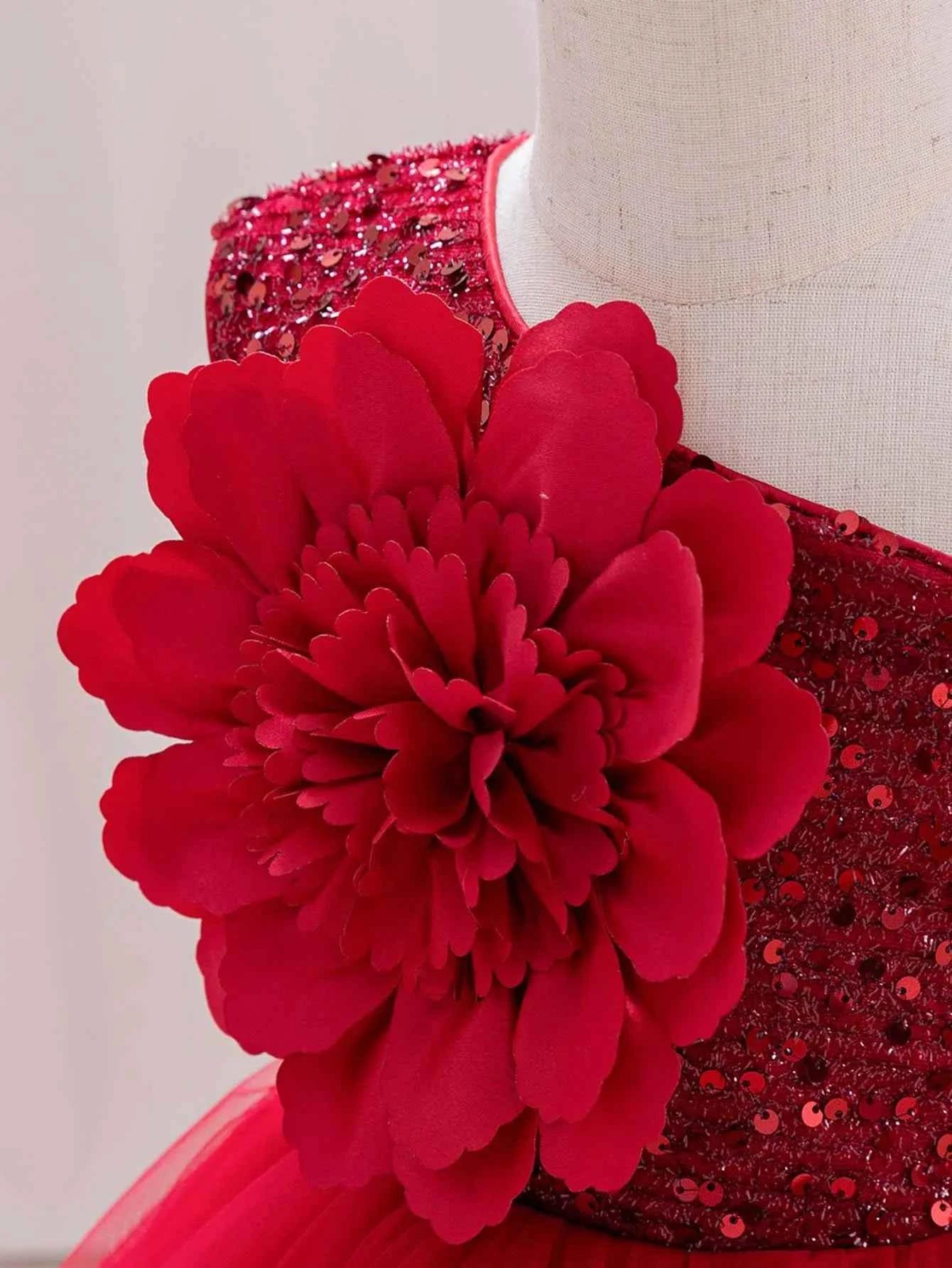 Girls  princess dress 1-5 Y baby Girls wedding sleeveless three-dimensional butterfly mesh carnival birthday party evening dress