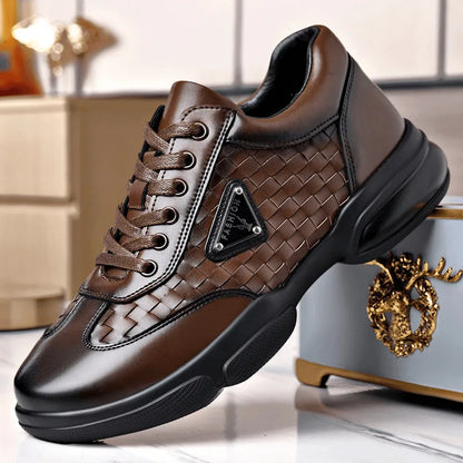 Men's Shoes Original Casual Leather Men Training Wear Resistant Sneakers Outdoor Male Treking Footwear Breathable Lace-up Shoes