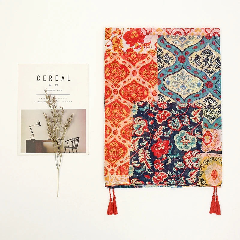 Elegant Floral Printed Hijab Cotton Viscose Tassel Shawl For Woman Fashion Beach Long Scarf Ladies Flower Headscarf 185*100cm - AMULET RING STORE