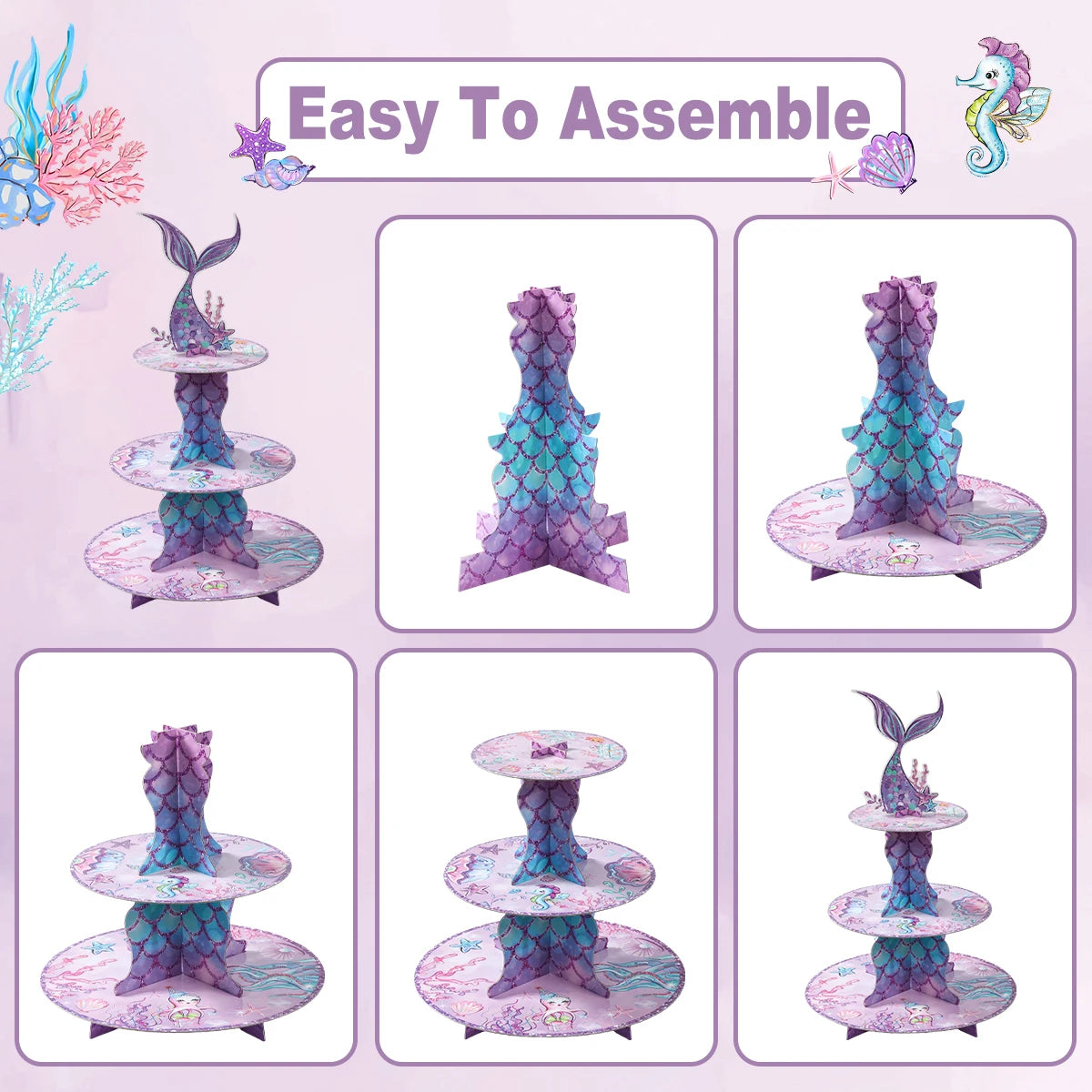 Cake Display Stand Jungle Mermaid Birthday Party Decorations Kids Dessert Holder Cake Tray Butterfly Baby Shower Cupcake Support - AMULET RING STORE