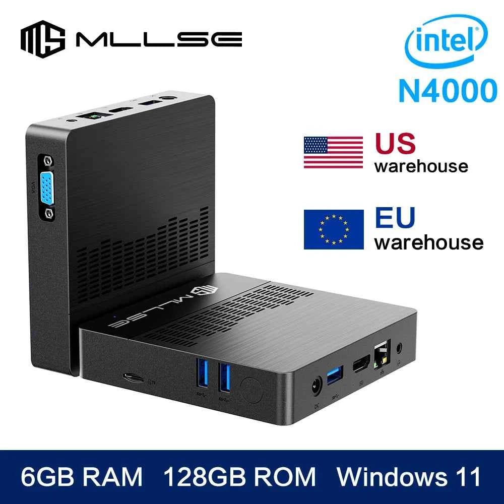 MLLSE M2 Air Mini PC Intel Celeron N4000 CPU Window11 6GB RAM 128GB ROM Dual-Band WiFi VGA Portable Mini Computer BT4.2