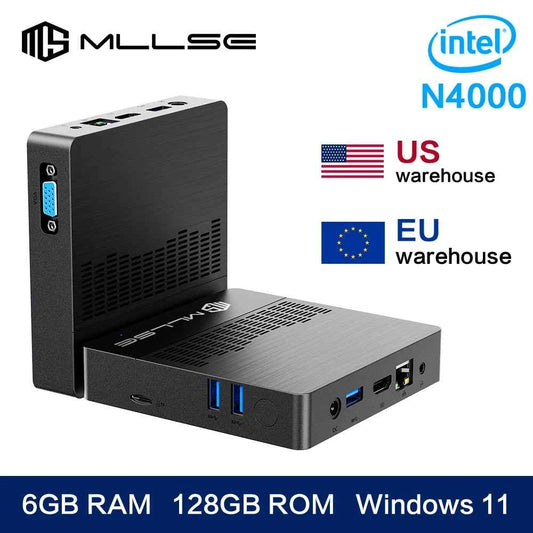 MLLSE M2 Air Mini PC Intel Celeron N4000 CPU Window11 6GB RAM 128GB ROM Dual-Band WiFi VGA Portable Mini Computer BT4.2