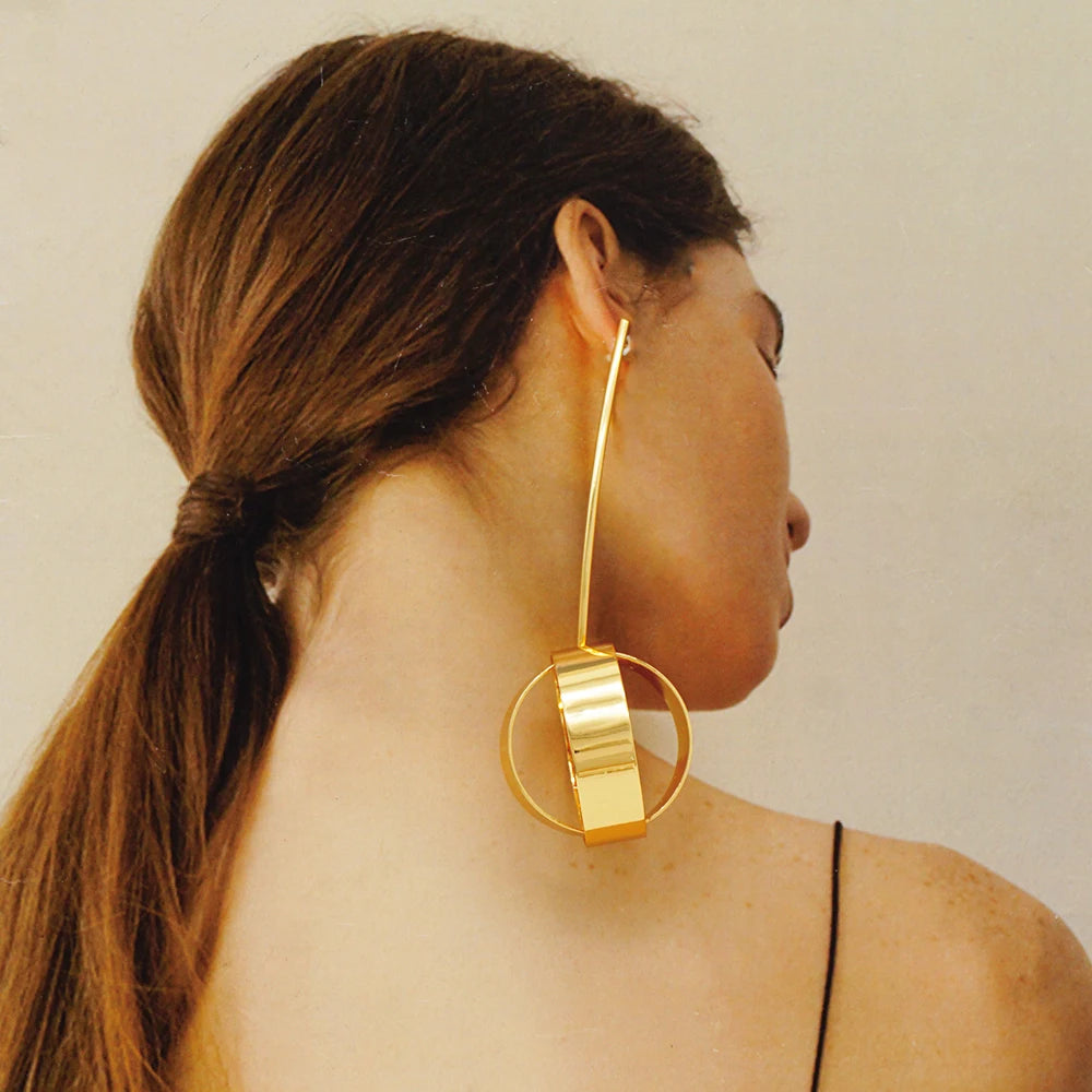 Fan Shape Earrings New Fashion Dubai Gold Color Drop Earrings French African Women Girls Party Gifts Wedding Jewelry Earring