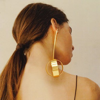 Fan Shape Earrings New Fashion Dubai Gold Color Drop Earrings French African Women Girls Party Gifts Wedding Jewelry Earring