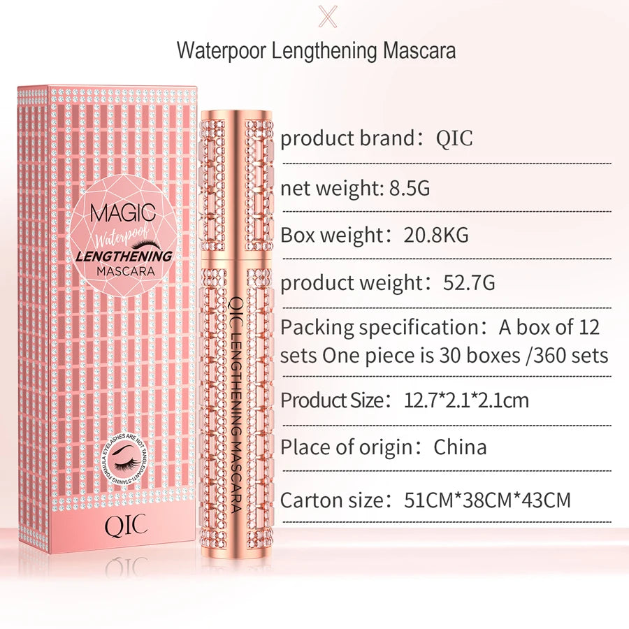 Waterproof 4D Diamond Shine Volume Curl Mascara Luxury Style Smudge-proof Eye Makeup for All Skin Types Eye Cosmetics - AMULET RING STORE