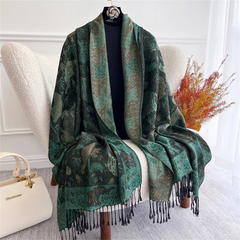 Autumn Bohemian Ethnic Paisley Cashmere Shawls Scarf for Women Warm Jacquard Pashmina Scarves Print Design Lady Foulard Stoles - AMULET RING STORE