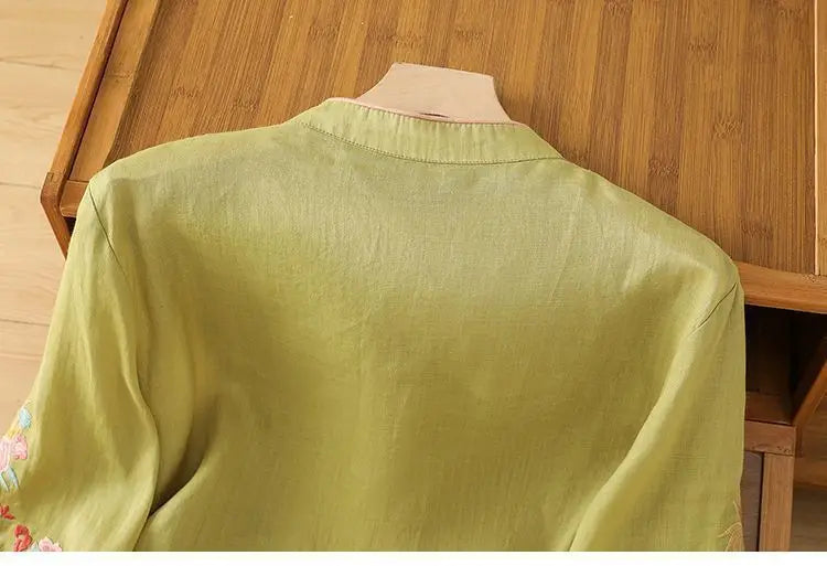 Casual Loose Blouse Shirt Women Clothes Summer Cotton Linen Ladies Tops Tee Blusas Vintage Embroidery Woman Shirt Camiseta Mujer