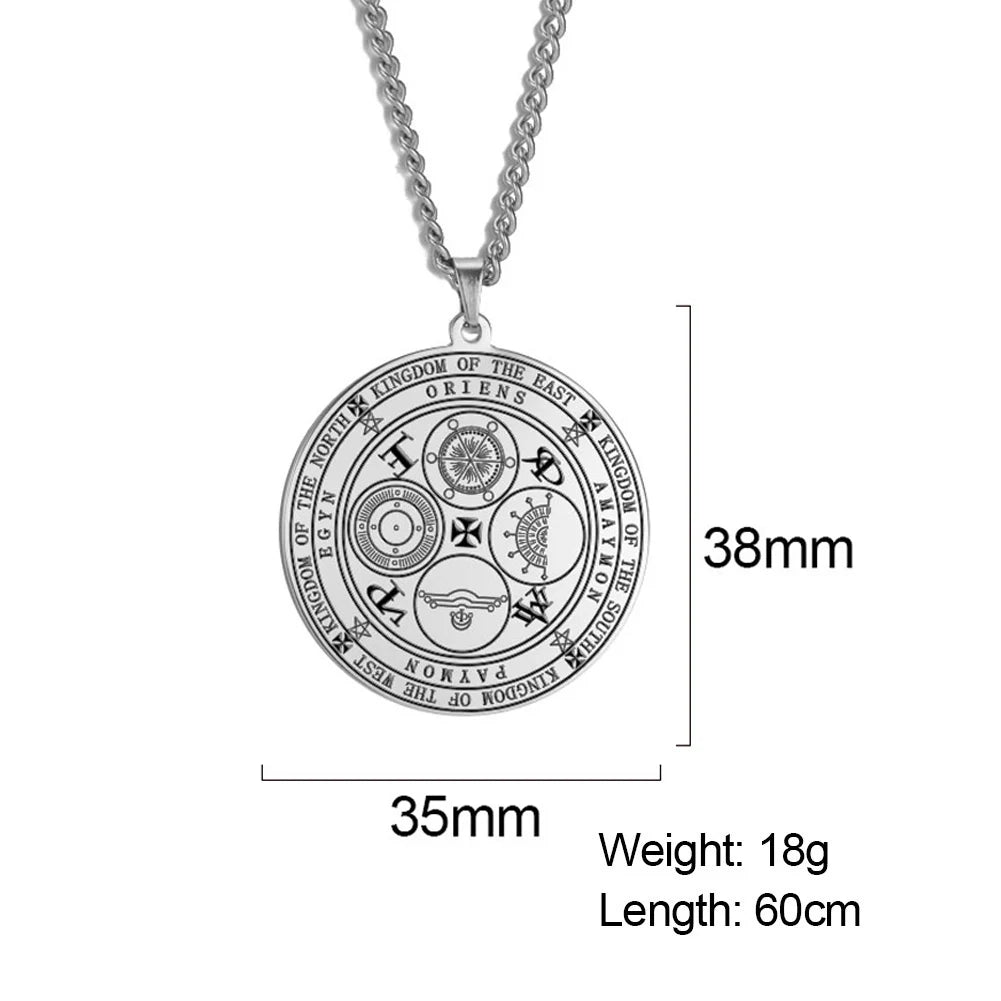 Dawapara Fortune Wheel AGLA INRI Stainless Steel Men Necklace