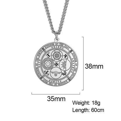 Dawapara Fortune Wheel AGLA INRI Stainless Steel Men Necklace