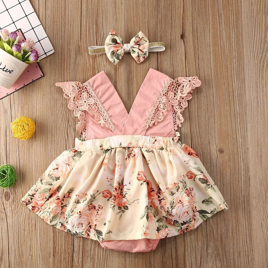 Baby Girl Dress New 2-piece Red Flower Baby Clothing Newborn Girl Lace Dress Princess Skirt Clothing 0-24M Princess Dress - AMULET RING STORE