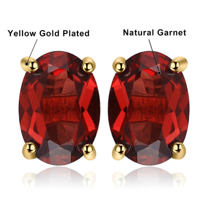 JewelryPalace Rose Gold Yellow Gold Plated Oval Natural Amethyst Citrine Garnet Topaz Peridot 925 Sterling Silver Earrings Woman