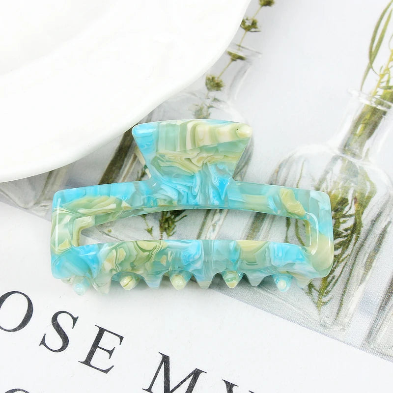 Mini Women's Hair Clips Colorful Geometric Hollow Crab Claw Clip Acetate Leopard Print Fashion Girls Hairpin Hair Accessories - AMULET RING STORE